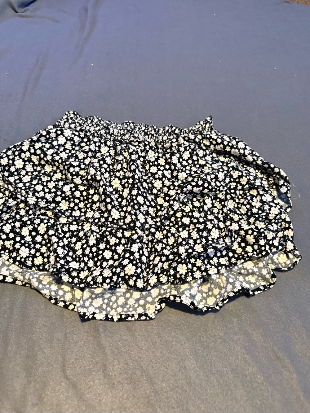 No Boundaries Black and White Floral Ruffle Skirt